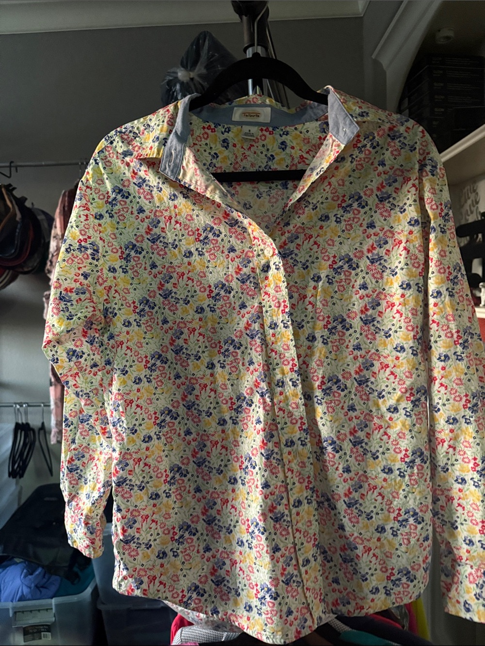Talbots Yellow Floral Button-Down Shirt